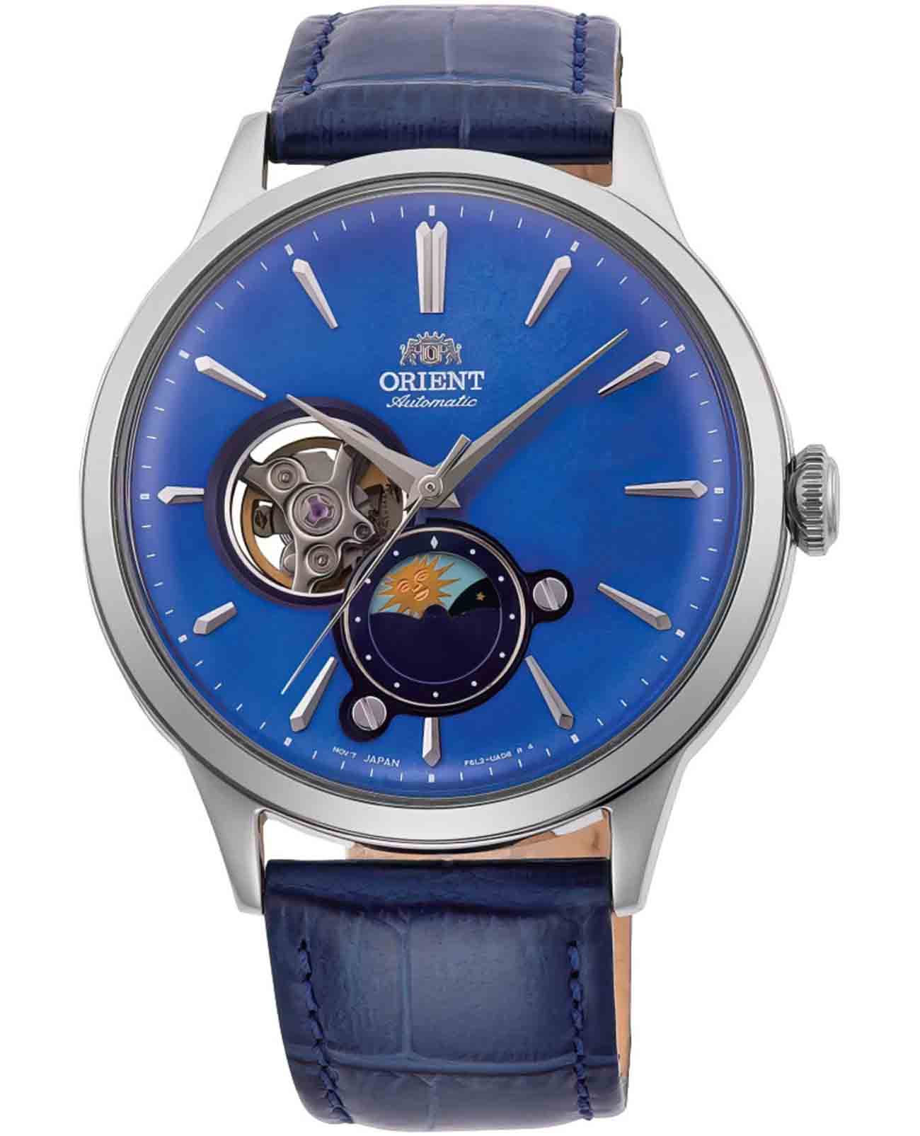 Orient Orient Automatic RA-AS0103A (RN-AS0103A)  RA-AS0103A механические мужские часы синий циферблат, браслет кожаный — вид спереди