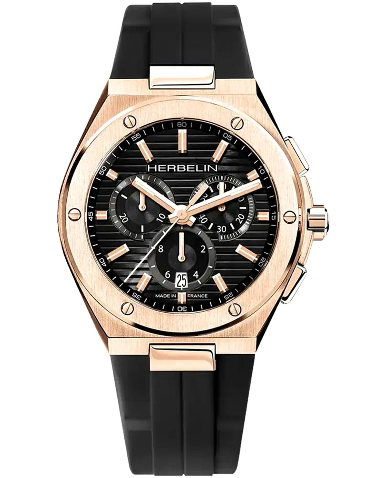 Herbelin Herbelin Cap Camarat 37645PR14CA  37645PR14CA кварцевые мужские часы черный циферблат, браслет каучук — вид спереди