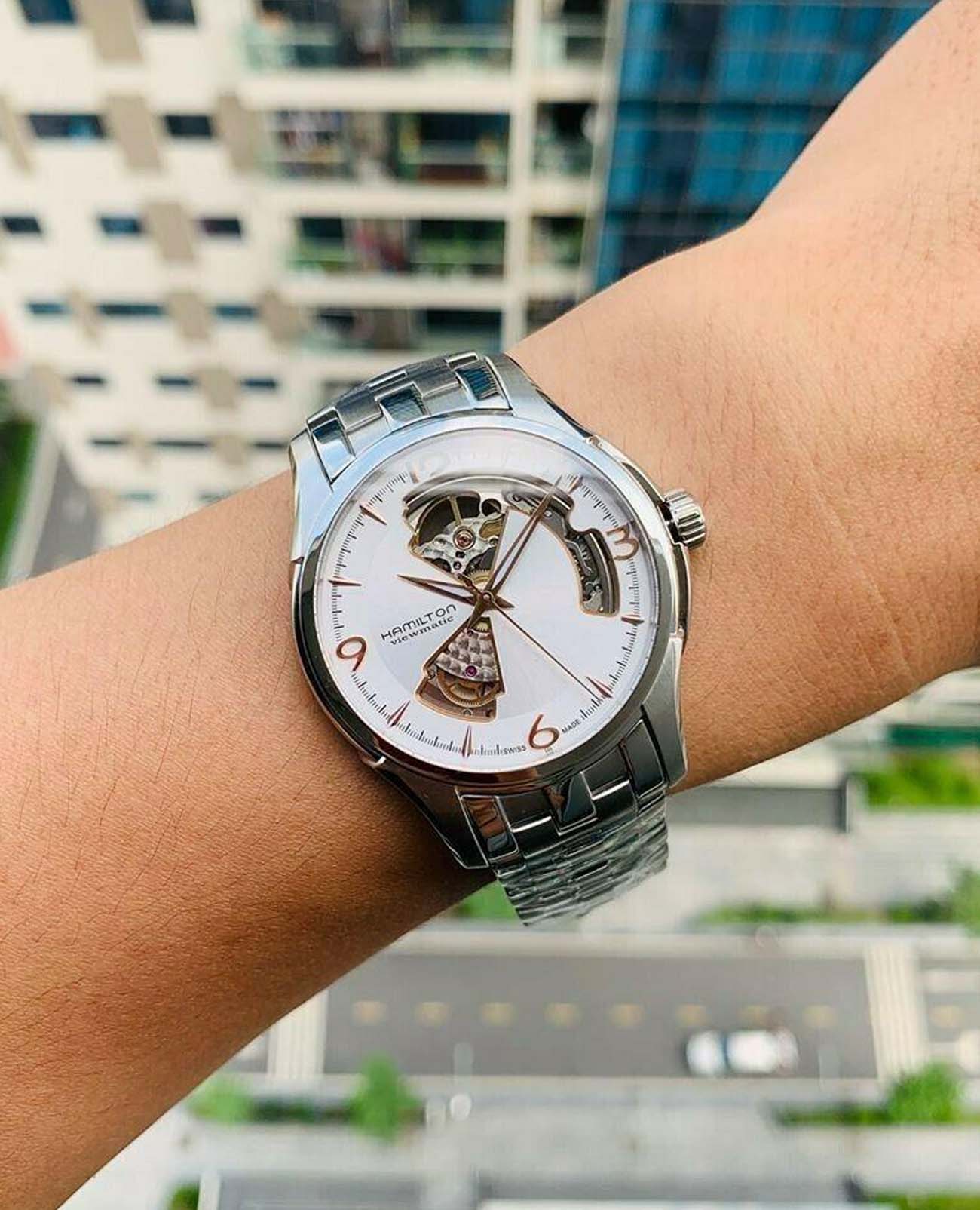 Hamilton Hamilton Jazzmaster Open Heart Auto H32565155 , наручные женские часы фото под углом