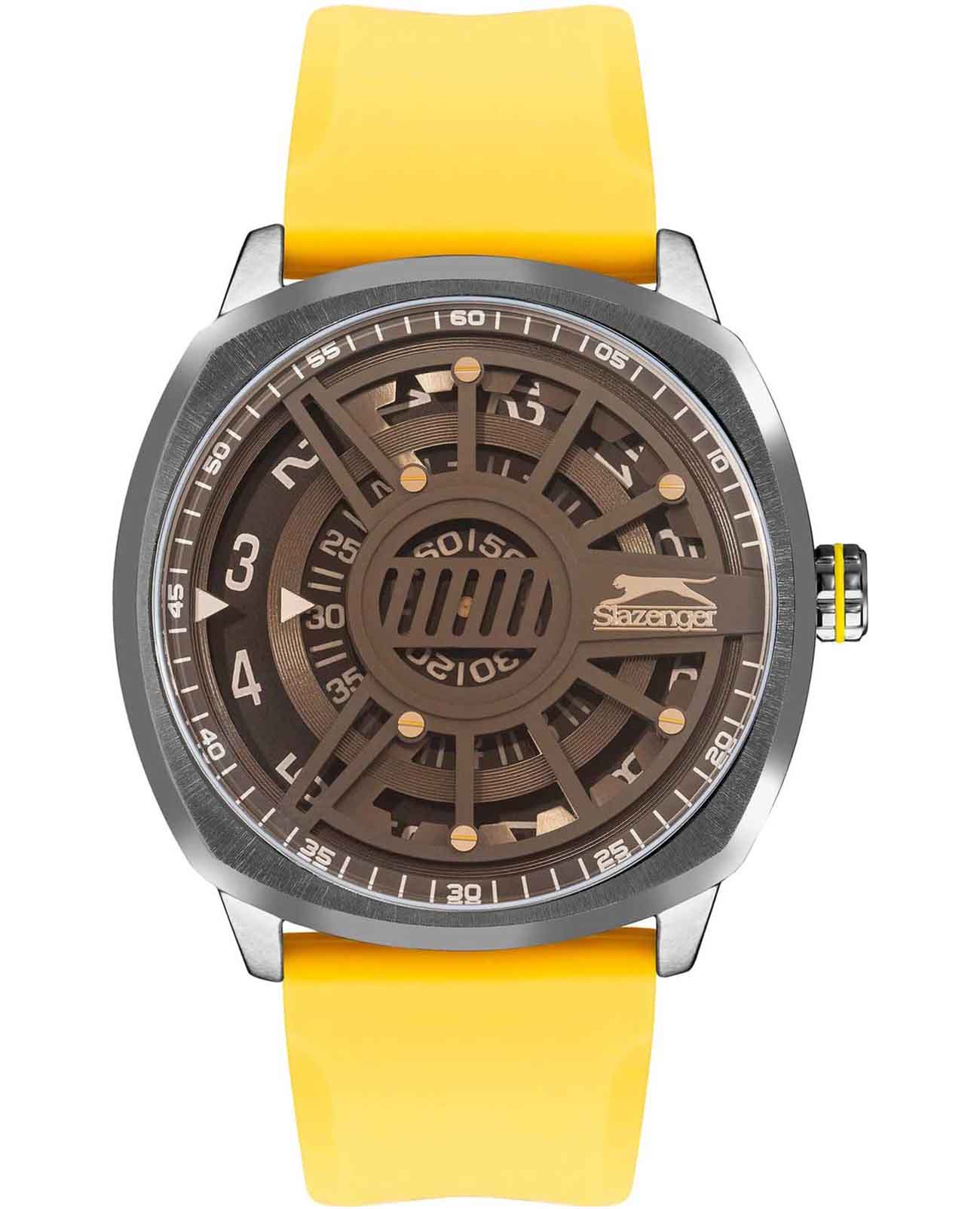 Slazenger Slazenger SL.09.2211.1.03  SL.09.2211.1.03 кварцевые мужские часы коричневый циферблат, браслет силикон — вид спереди