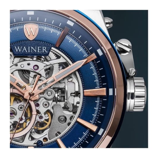 Wainer Wainer Iconic WA.25988-C механические мужские часы часы крупный план синий циферблата