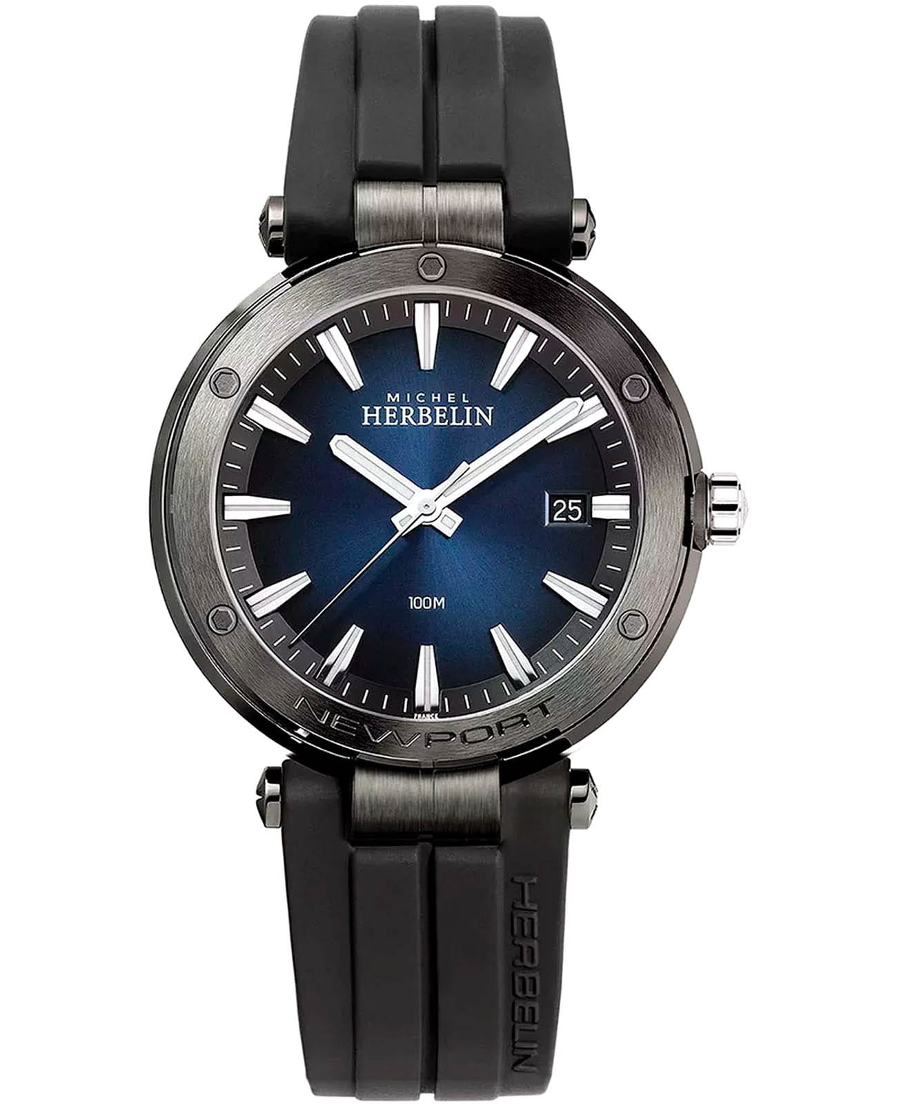 Herbelin Herbelin Newport 12288G15CA  12288G15CA кварцевые мужские часы синий циферблат, браслет каучук — вид спереди
