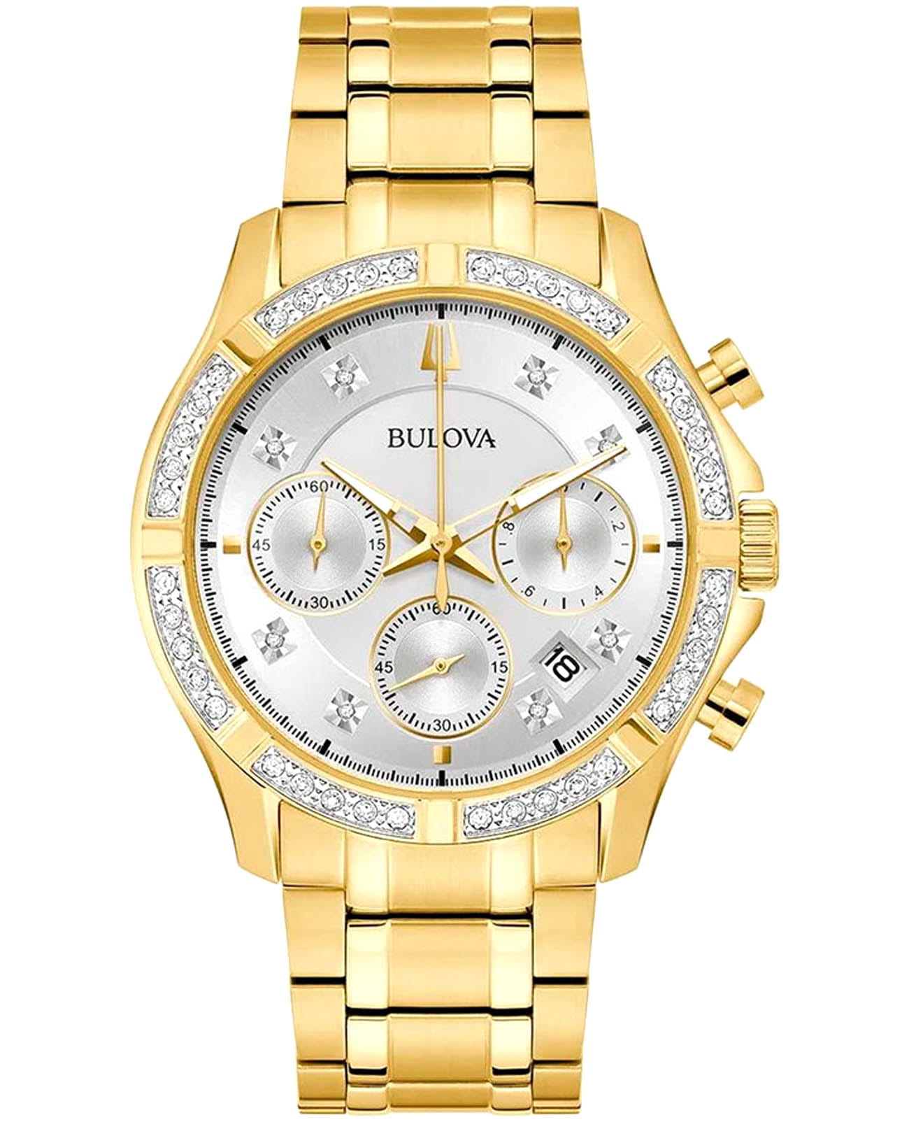 Bulova Bulova Sutton 98E113  98E113 кварцевые мужские часы серебристый циферблат, браслет нержавеющая сталь с pvd-покрытием — вид спереди