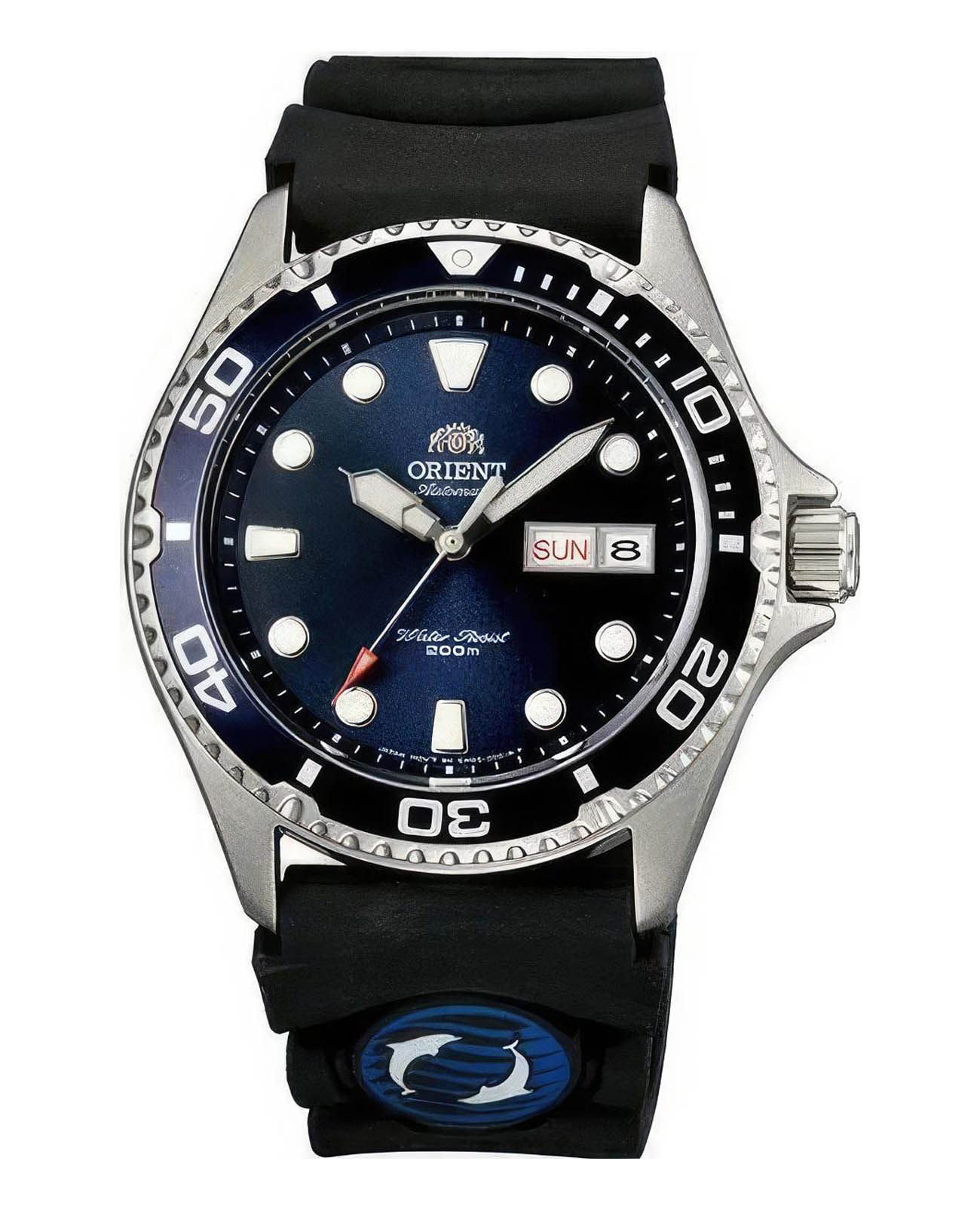 Orient Orient Automatic Diving Sports FAA02008D (FAA02008D9)  AA02008D механические мужские часы синий циферблат, браслет каучук — вид спереди