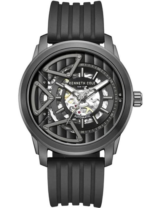 Kenneth Cole Kenneth Cole Automatic KCWGZ0064901  KCWGZ0064901 механические мужские часы черный циферблат, браслет силикон — вид спереди