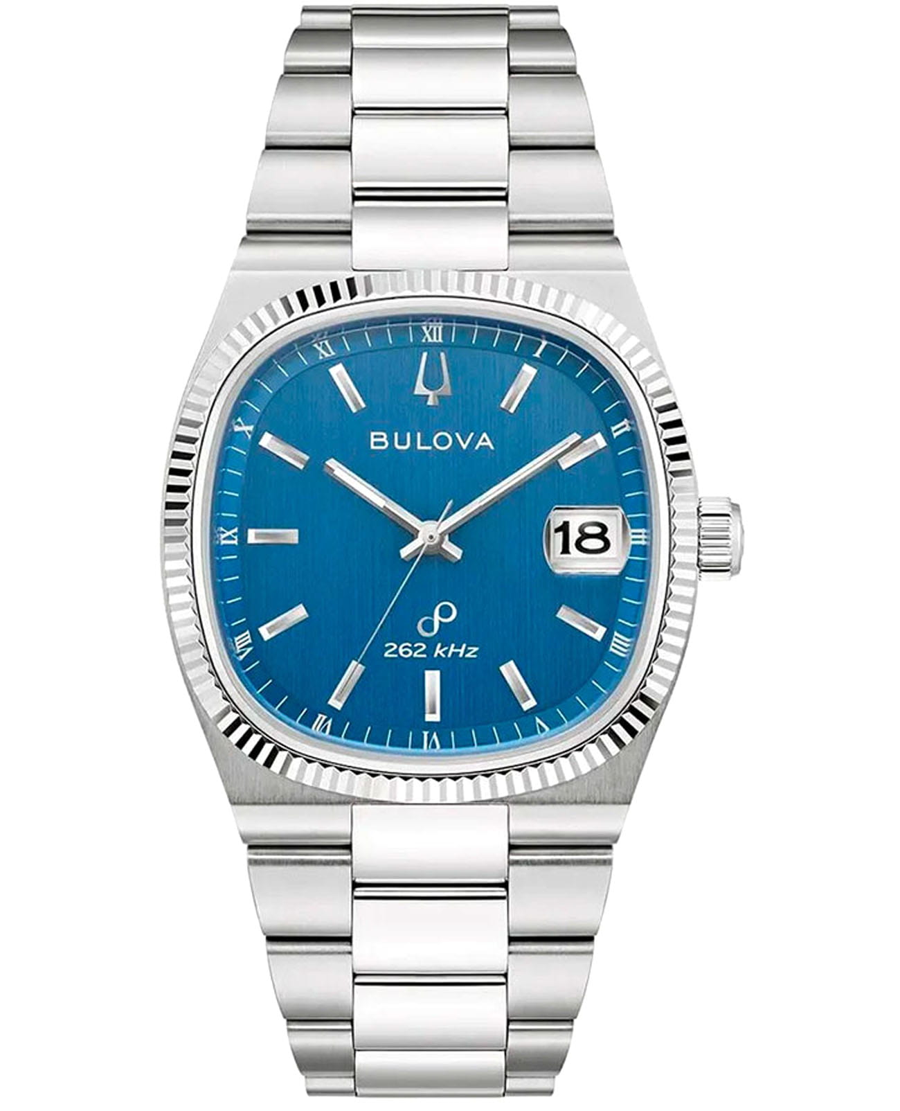 Bulova Bulova Super Seville 96B440  96B440 кварцевые мужские часы голубой циферблат, браслет нержавеющая сталь — вид спереди