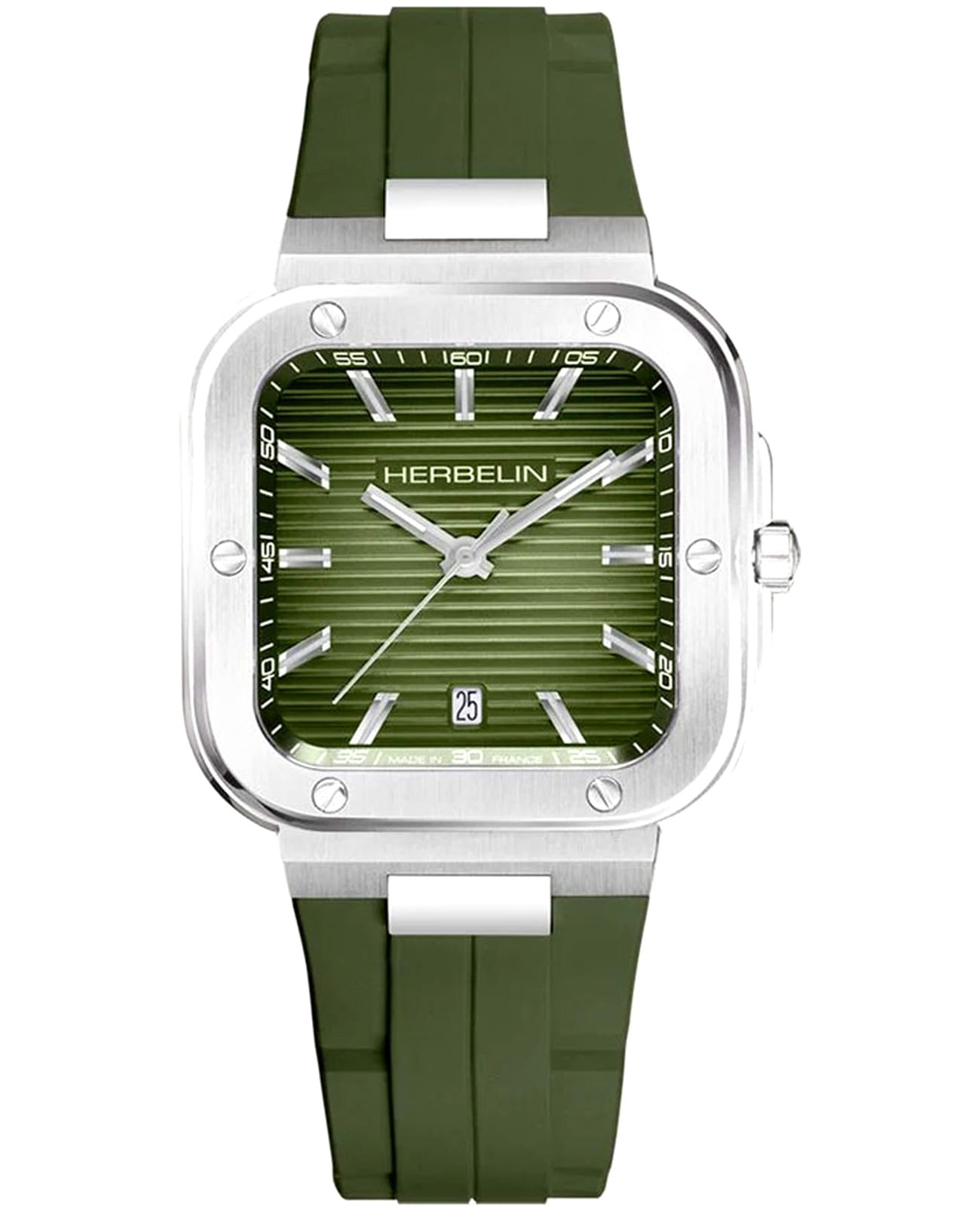 Herbelin Herbelin Cap Camarat 12246A116CK  12246A116CK кварцевые мужские часы зеленый циферблат, браслет силикон — вид спереди