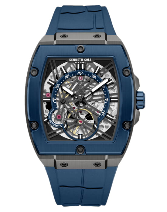 Kenneth Cole Kenneth Cole Automatic KCWGZ0067801  KCWGZ0067801 механические мужские часы синий циферблат, браслет каучук — вид спереди