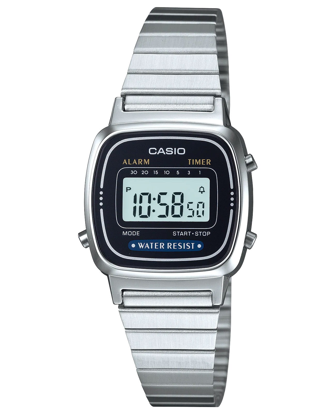 Casio Casio Vintage LA670WEA-1E  LA670WEA-1E кварцевые женские часы серый циферблат, браслет нержавеющая сталь — вид спереди