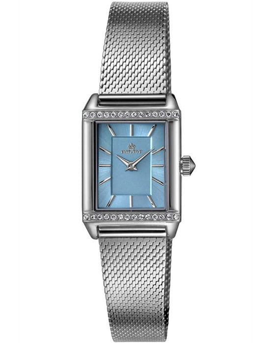 Полет Полет VX50.1841320  VX50.1841320 кварцевые женские часы голубой циферблат, браслет нержавеющая сталь — вид спереди