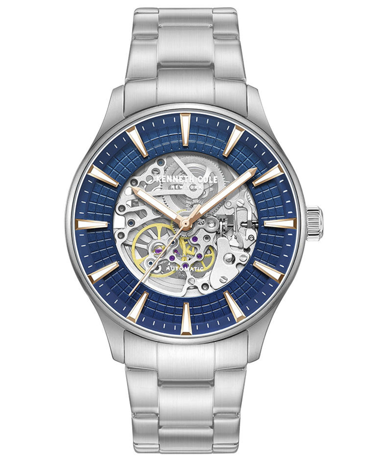 Kenneth Cole Kenneth Cole Automatic KCWGY0057903  KCWGY0057903 механические мужские часы синий циферблат, браслет нержавеющая сталь — вид спереди