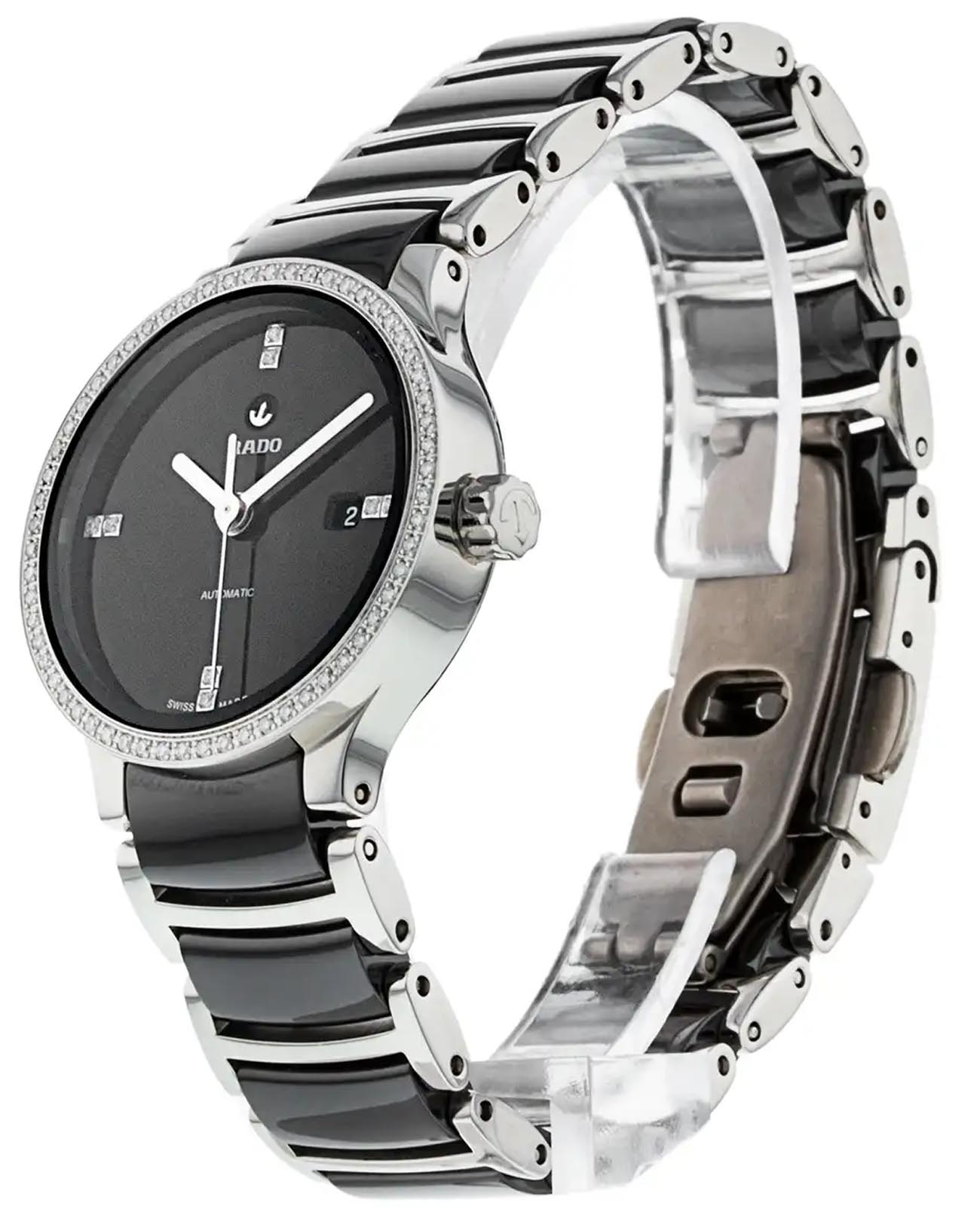 Rado Rado Centrix Automatic Diamonds R30160712, centrix швейцария женские часы на браслете сталь + высокотехнологичная керамика боковой вид