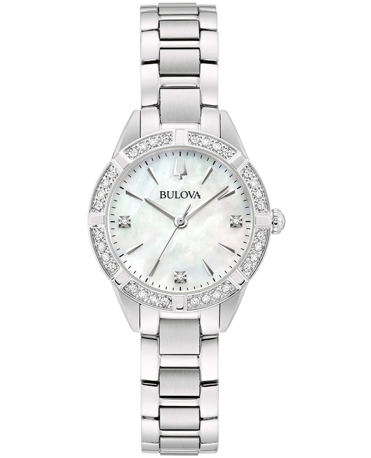 Bulova Bulova Sutton 96R253  96R253 кварцевые женские часы перламутровый циферблат, браслет нержавеющая сталь — вид спереди