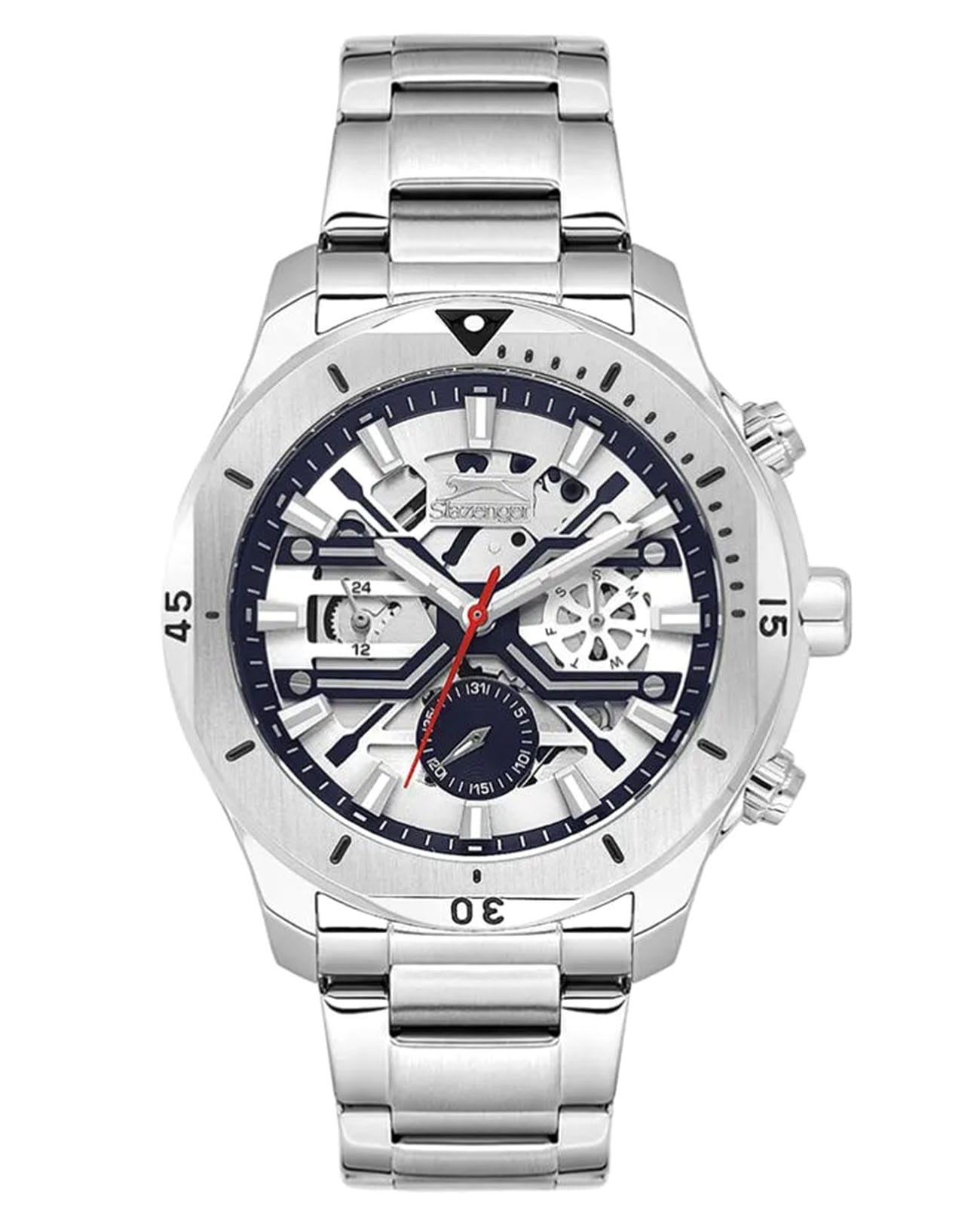 Slazenger Slazenger SL.09.2377.2.03  SL.09.2377.2.03 кварцевые мужские часы синий циферблат, браслет суперметалл — вид спереди