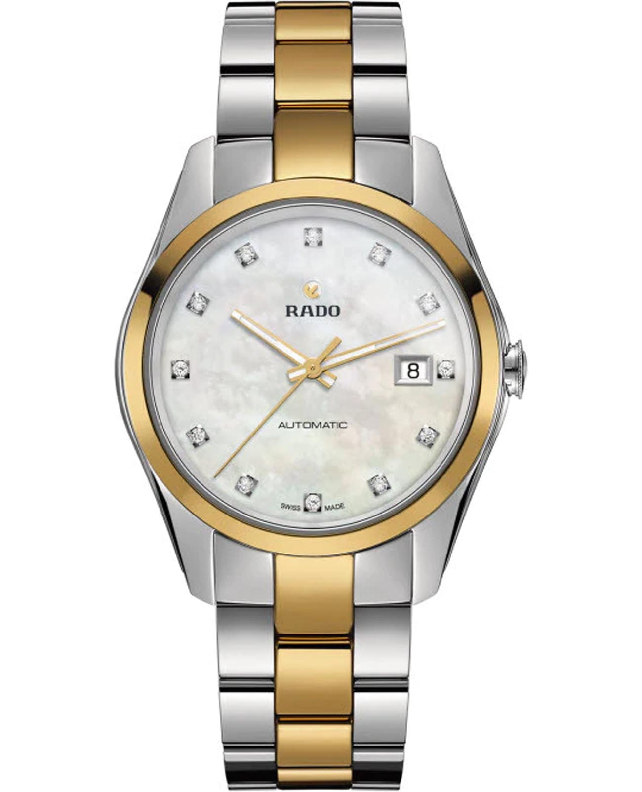 Rado Rado Hyperchrome R32979902 Automatic R32979902 механические женские часы перламутровый циферблат, браслет нержавеющая сталь с pvd-покрытием — вид спереди