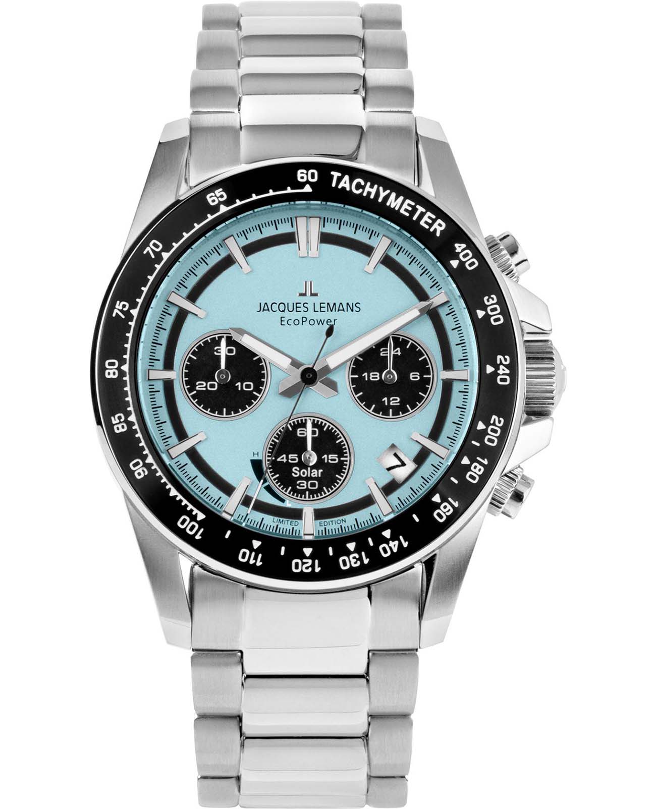 Jacques Lemans Jacques Lemans 50-1B  50-1B кварцевые мужские часы голубой циферблат, браслет нержавеющая сталь — вид спереди