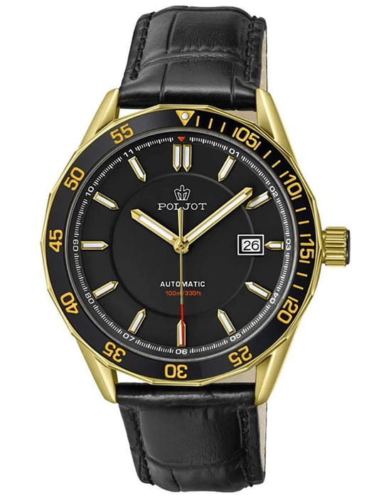 Полет Полет Ладога NH35A.186260  NH35A.186260 механические мужские часы цветной циферблат, браслет кожаный — вид спереди