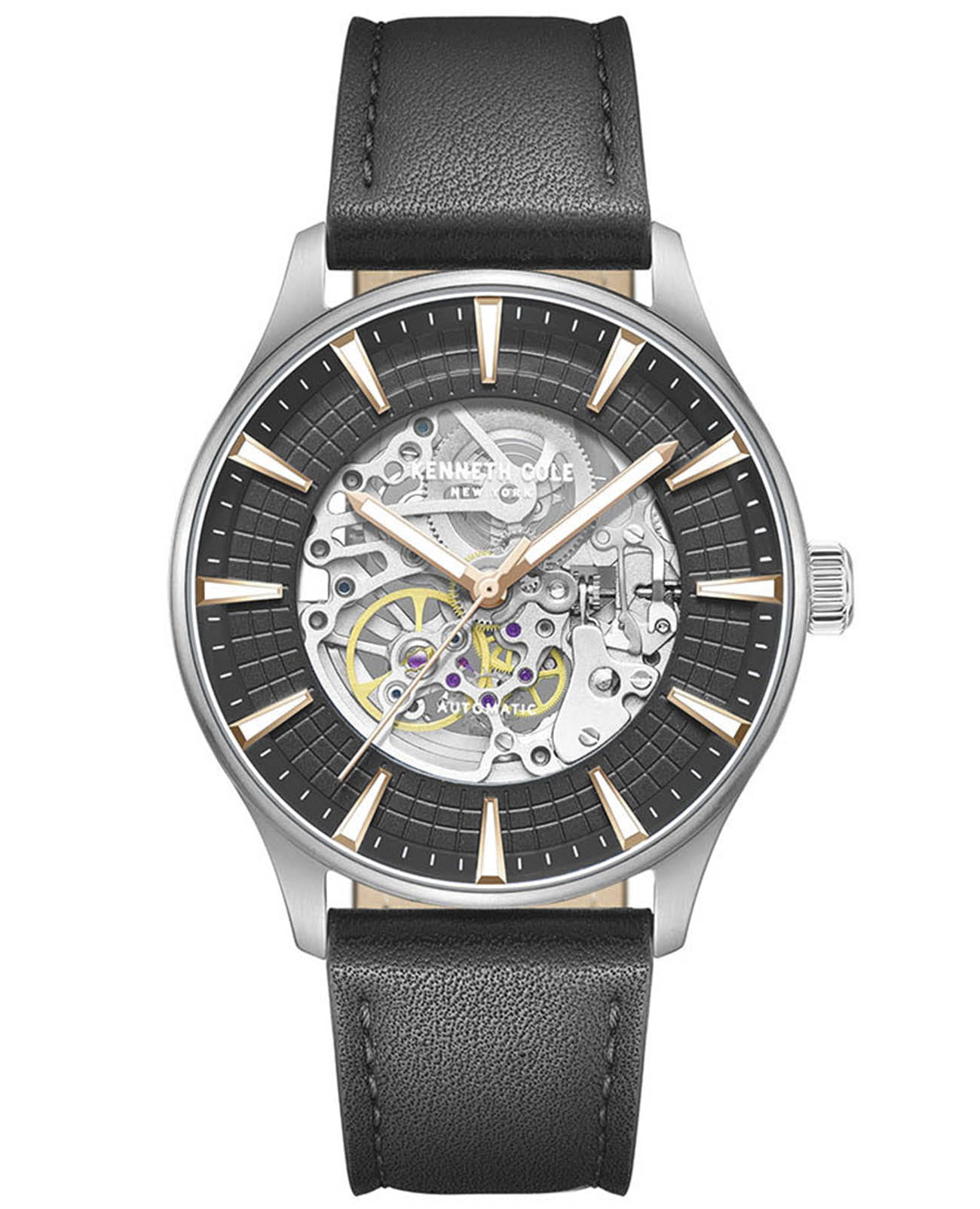 Kenneth Cole Kenneth Cole Automatic KCWGX0057902  KCWGX0057902 механические мужские часы черный циферблат, браслет кожаный — вид спереди