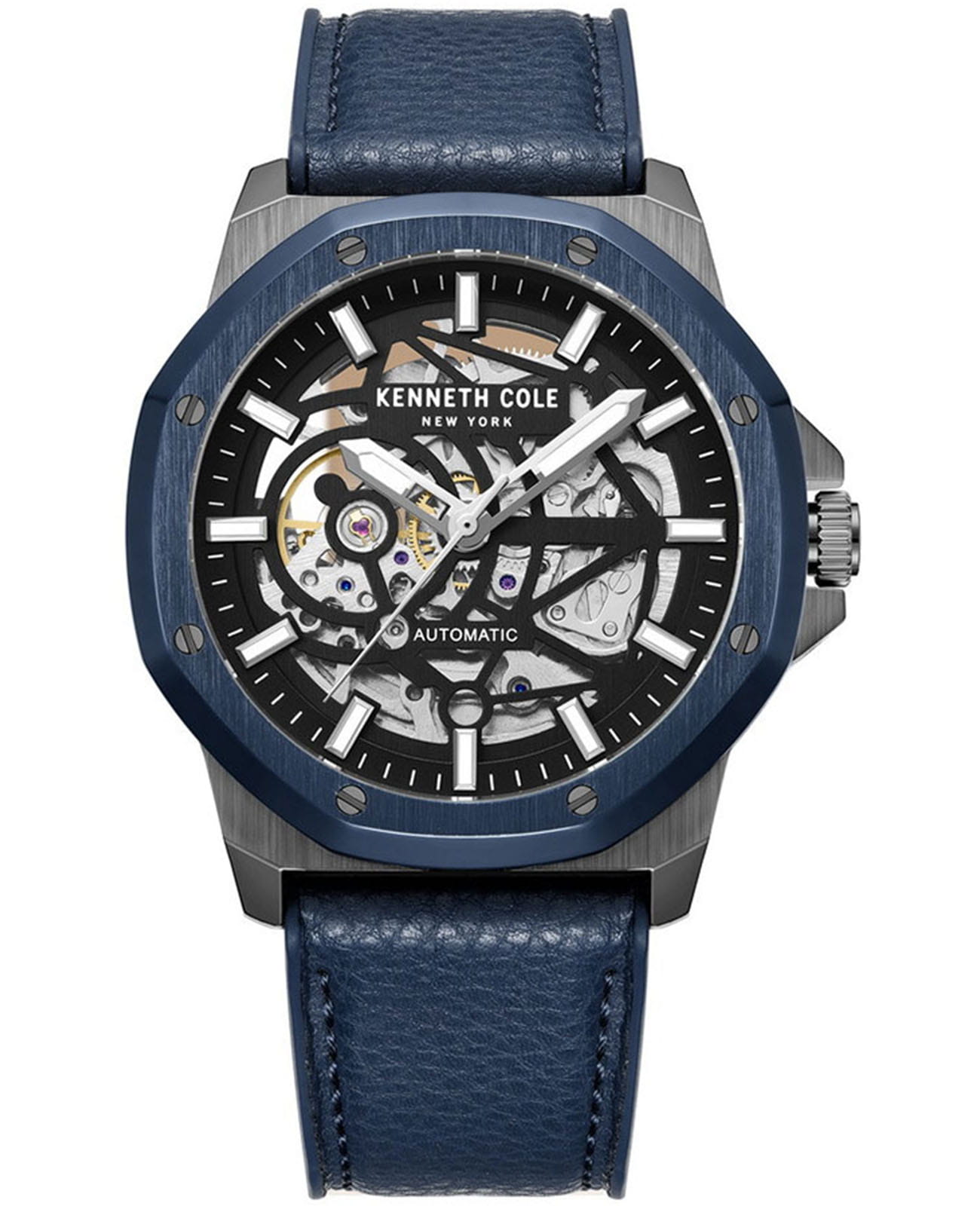 Kenneth Cole Kenneth Cole Automatic KCWGR2232901  KCWGR2232901 механические мужские часы черный циферблат, браслет кожаный — вид спереди