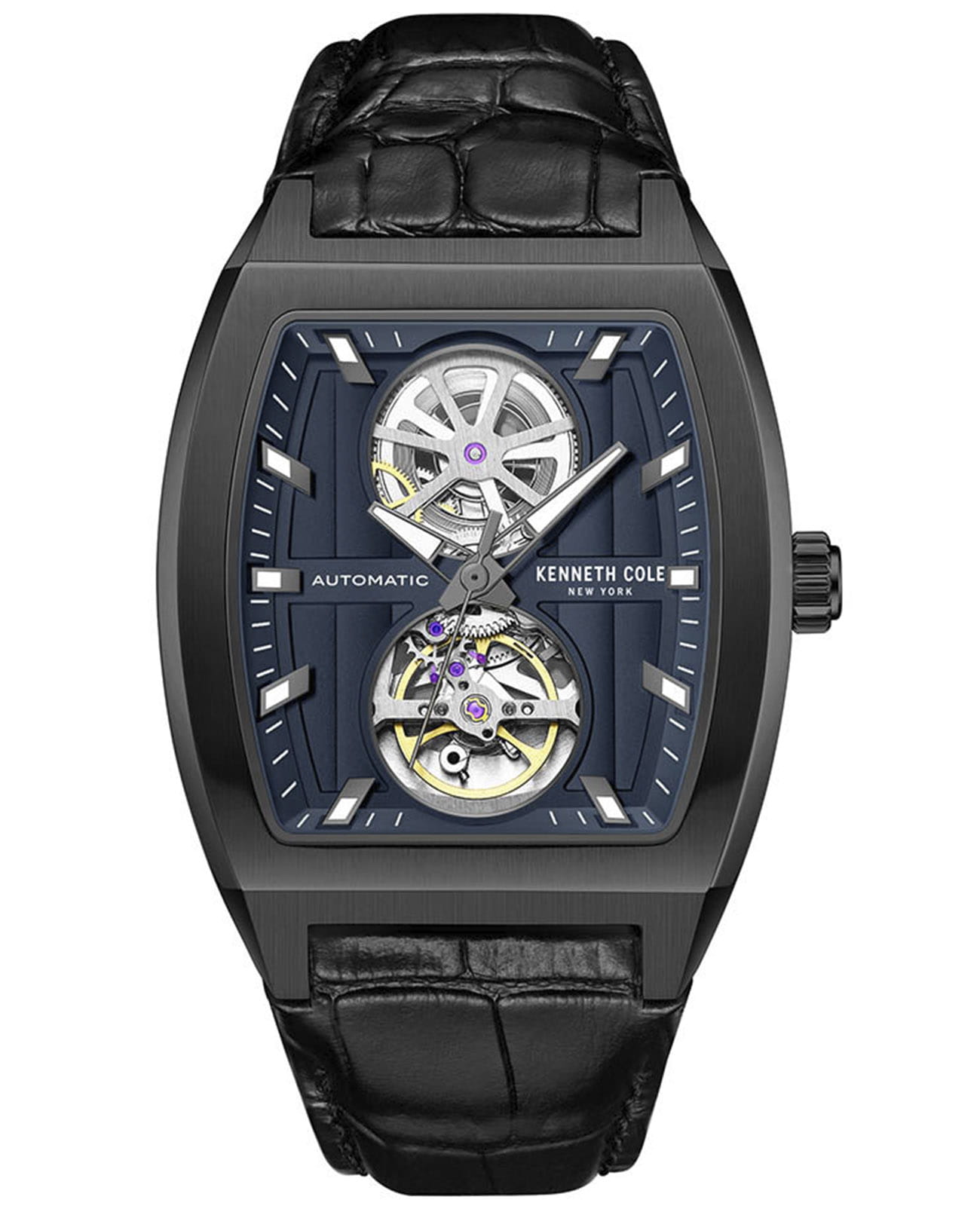 Kenneth Cole Kenneth Cole Automatic KCWGX0058802  KCWGX0058802 механические мужские часы синий циферблат, браслет кожаный — вид спереди