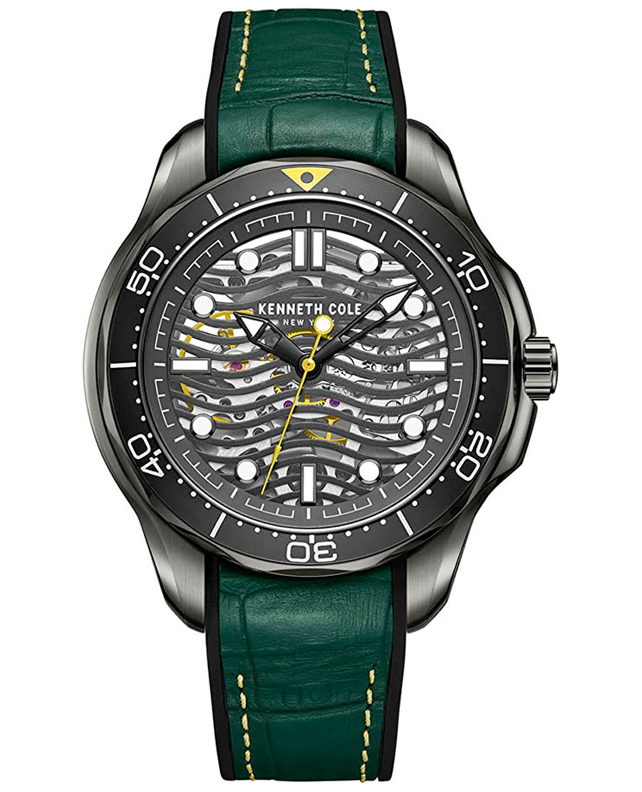 Kenneth Cole Kenneth Cole Automatic KCWGR2220902  KCWGR2220902 механические мужские часы черный циферблат, браслет кожаный — вид спереди