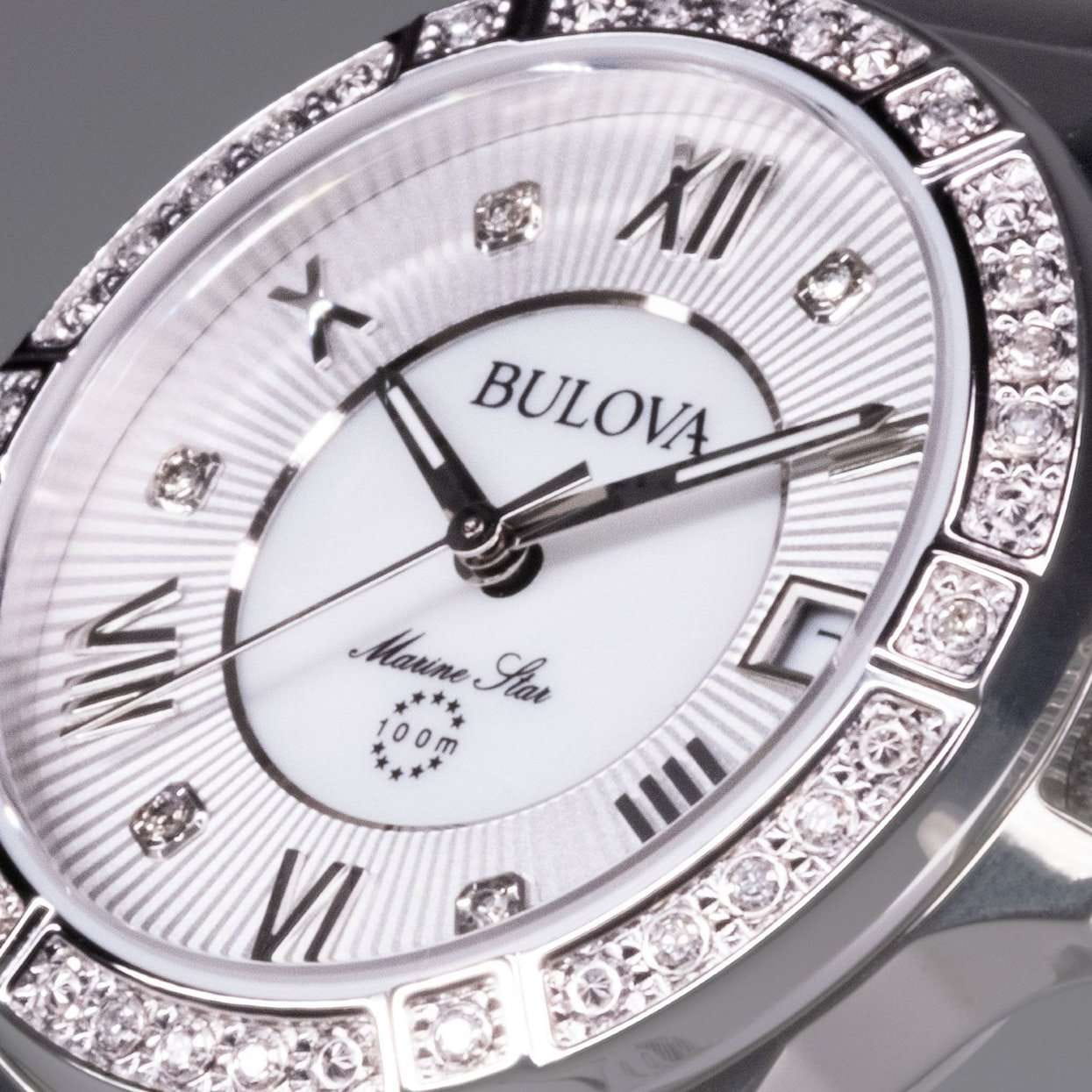 Bulova Bulova Marine Star 96R232,  сша женские часы на браслете нержавеющая сталь боковой вид