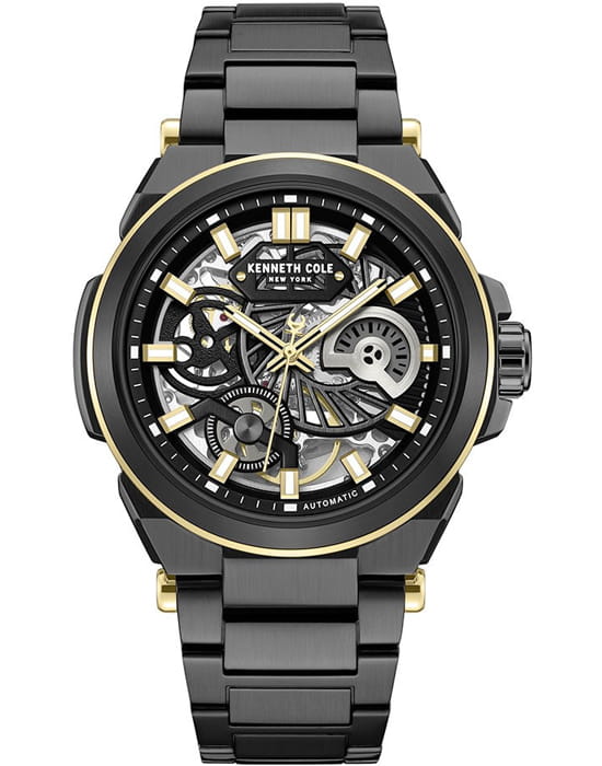 Kenneth Cole Kenneth Cole Automatic KCWGY0065606  KCWGY0065606 механические мужские часы черный циферблат, браслет нержавеющая сталь с pvd-покрытием — вид спереди