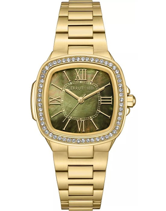 Cerruti 1881 Cerruti 1881 Casale CIWLG0086003  CIWLG0086003 кварцевые женские часы зеленый циферблат, браслет нержавеющая сталь с ip-покрытием — вид спереди