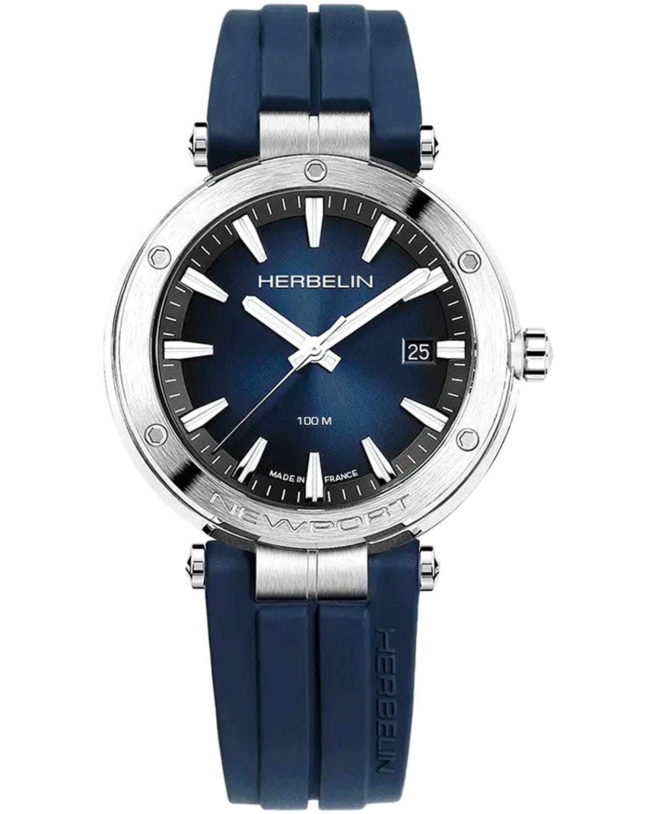 Herbelin Herbelin Newport 12288A15CB  12288A15CB кварцевые мужские часы синий циферблат, браслет каучук — вид спереди