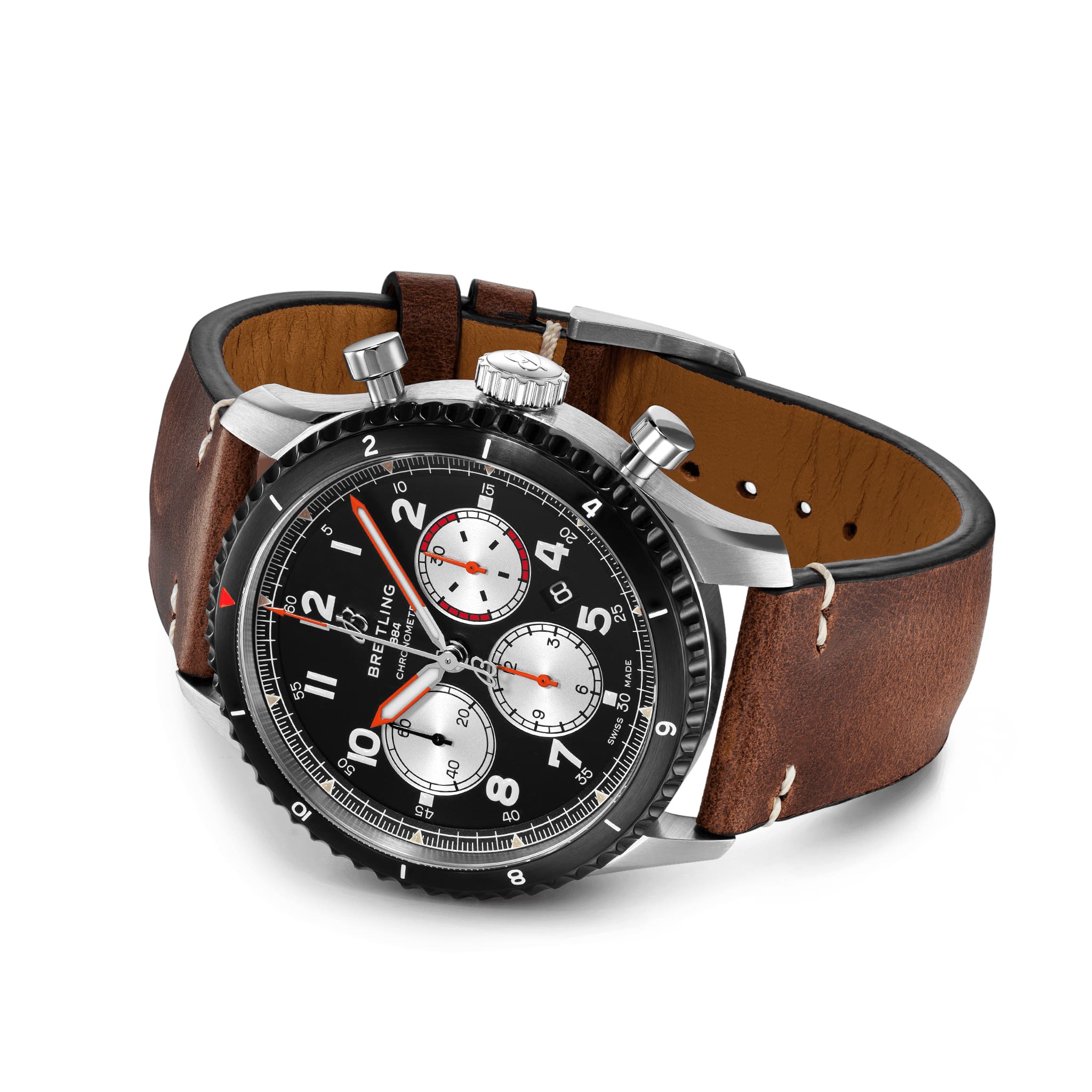 Breitling Breitling Aviator 8 B01 Chronograph 43 Mosquito AB01194A1B1X1, aviator 8 швейцария мужские часы на браслете кожаный боковой вид