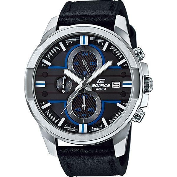 Casio Casio Edifice EFR-543L-1A EFR EFR-543L-1A кварцевые мужские часы черный циферблат, браслет кожаный — вид спереди
