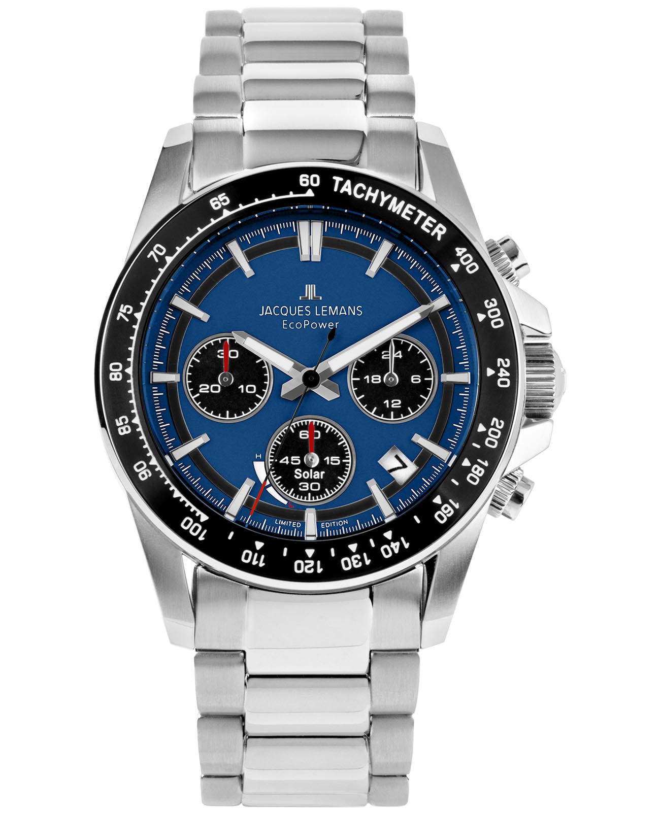 Jacques Lemans Jacques Lemans 50-1C  50-1C кварцевые мужские часы синий циферблат, браслет нержавеющая сталь — вид спереди
