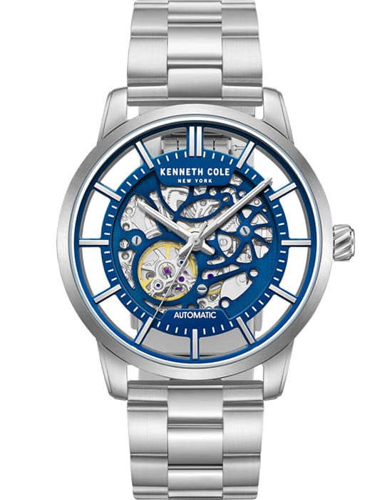 Kenneth Cole Kenneth Cole Automatic KCWGY0064302  KCWGY0064302 механические мужские часы синий циферблат, браслет нержавеющая сталь — вид спереди