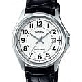 Casio Casio MTP-1401L-7A  MTP-1401L-7A кварцевые мужские часы  белый циферблат, браслет кожаный — вид спереди