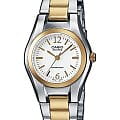 Casio Casio Collection LTP-1280PSG-7A  LTP-1280PSG-7A кварцевые женские часы  белый циферблат, браслет сталь с ip покрытием — вид спереди