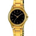 Casio Casio LTP-1130N-1A  LTP-1130N-1A кварцевые женские часы  черный циферблат, браслет нержавеющая сталь с ip-покрытием — вид спереди