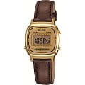 Casio Casio Illuminator LA670WEGL-9E  LA670WEGL-9E кварцевые женские часы  серый циферблат, браслет кожаный — вид спереди