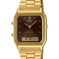 Casio Casio Collection AQ-230GA-5A  AQ-230GA-5A кварцевые мужские часы  черный циферблат, браслет нержавеющая сталь с ip-покрытием — вид спереди