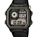 Casio Casio Collection AE-1200WHB-1B  AE-1200WHB-1B кварцевые мужские часы  серый циферблат, браслет кожа + текстиль — вид спереди