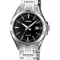 Casio Casio LTP-1308D-1A  LTP-1308D-1A кварцевые женские часы  черный циферблат, браслет нержавеющая сталь — вид спереди