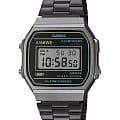 Casio Casio Vintage A168WEHB-1A  A168WEHB-1A кварцевые мужские часы   циферблат, браслет нержавеющая сталь с pvd-покрытием — вид спереди