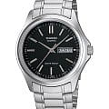 Casio Casio Collection MTP-1239D-1ADF (MTP-1239D-1A)  MTP-1239D-1A кварцевые мужские часы  черный циферблат, браслет нержавеющая сталь — вид спереди