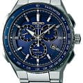 Seiko Seiko Astron GPS Solar SSE127J1  SSE127J1 кварцевые мужские часы  синий циферблат, браслет титановый — вид спереди
