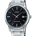 Casio Casio МTP-V002D-1A  МTP-V002D-1A  кварцевые мужские часы  черный циферблат, браслет  — вид спереди