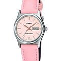 Casio Casio LTP-V006L-4B  LTP-V006L-4B кварцевые женские часы  розовый циферблат, браслет кожаный — вид спереди