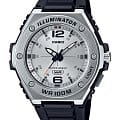 Casio Casio Illuminator MWA-100H-7A  MWA-100H-7A кварцевые мужские часы  серебристый циферблат, браслет каучук — вид спереди
