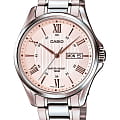 Casio Casio Collection MTP-1384D-7AVDF (MTP-1384D-7A)  MTP-1384D-7A кварцевые мужские часы  серебристый циферблат, браслет нержавеющая сталь — вид спереди