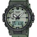 Casio Casio Pro Trek PRW-61LD-3 PRW PRW-61LD-3 кварцевые мужские часы  зеленый циферблат, браслет полимер — вид спереди