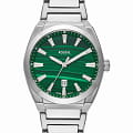 Fossil Fossil Everett FS6056  FS6056 кварцевые мужские часы  зеленый циферблат, браслет нержавеющая сталь — вид спереди