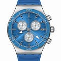 Swatch Swatch I New Chrono YVS485  YVS485 кварцевые женские часы  голубой циферблат, браслет резина — вид спереди